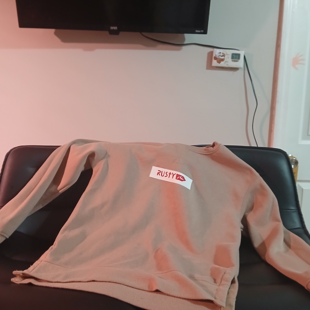 Rusty Beige Sweatshirt with Red Logo